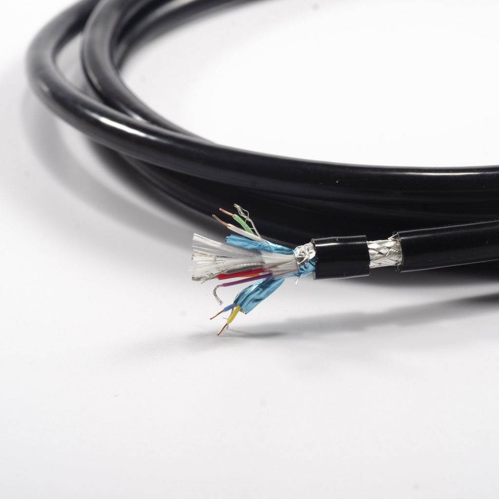 10 wire shielded silicone cable with 2 STP and 6 UTP internal configuration