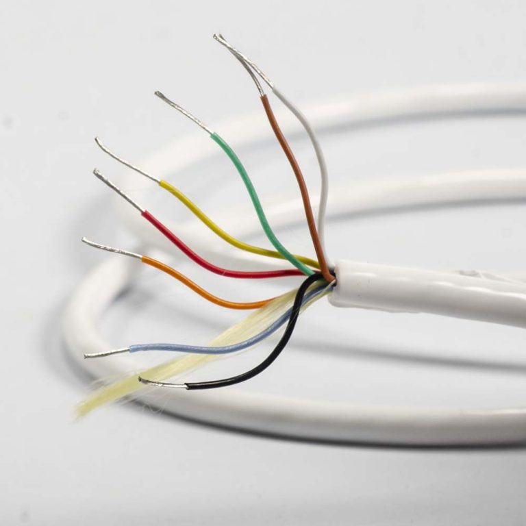 8 core 28 awg silicone hook up wire with 19/0.08TC stranded conductors and white jacket