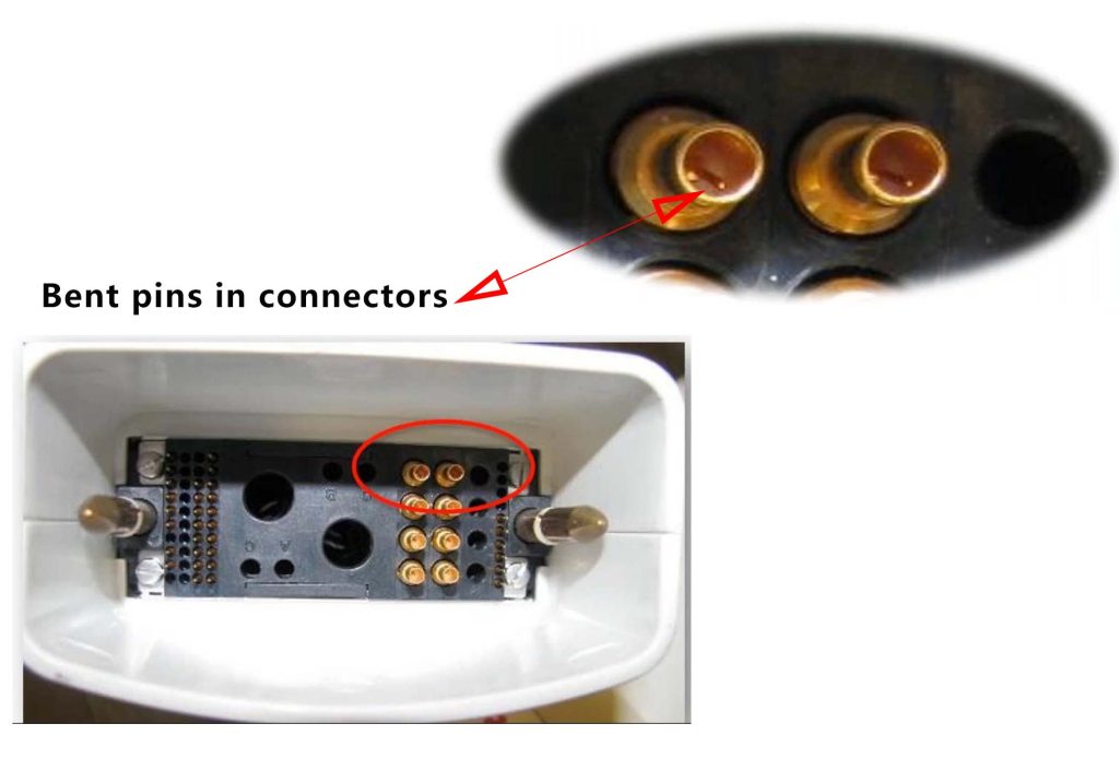 Bent pins in connectors