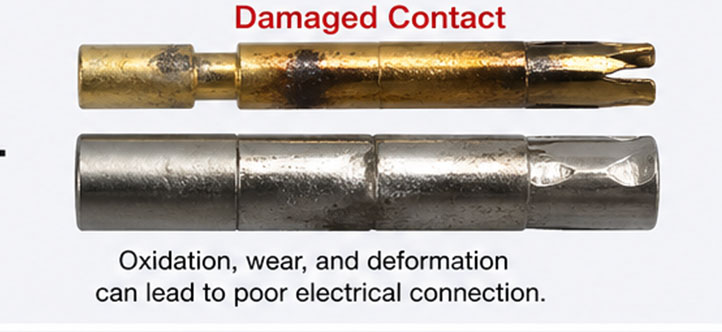 MRI connector contact damage close-up