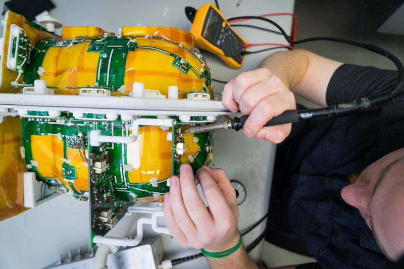 Non-magnetic coaxial cable for MRI coil repair