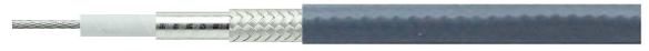 PS780LS-18G-F high flex coaxial cable exploded view showing 19-strand conductor, LD-PTFE dielectric, and dual shielding